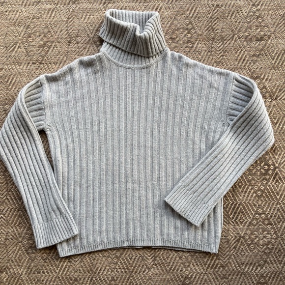 Ag Adriano Goldschmied Sweaters - AG Adriano Goldschmied Gray Ribbed Wool Cashmere Turtleneck Sweater Womens M
